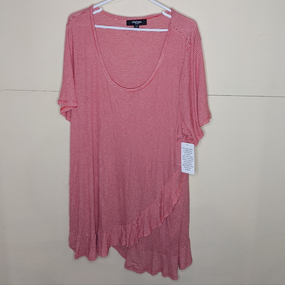 Chelsea Studio Striped Short Sleeve Blouse (Size 26/28)